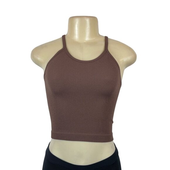 Adodos Ribbed Brown Racerback Tank Top Sz XS/S - Picture 1 of 5